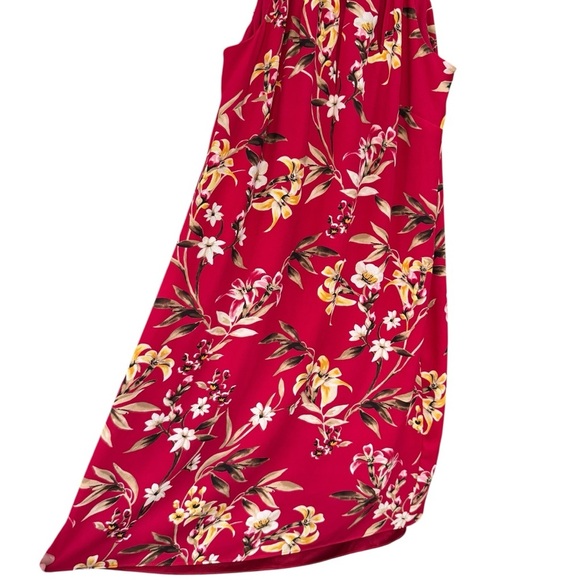 🌸 WHBM Womens S Red Floral Halter Dress Sleeveless Summer Party A-Line - Picture 3 of 4